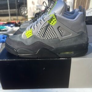Nike Air Jordan 4 Retro Grey and Neon
